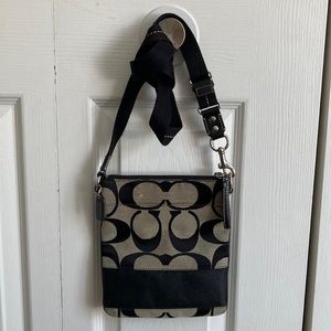 Coach Brown Signature Stripe Crossbody Bag